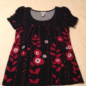 Short sleeve floral print blouse